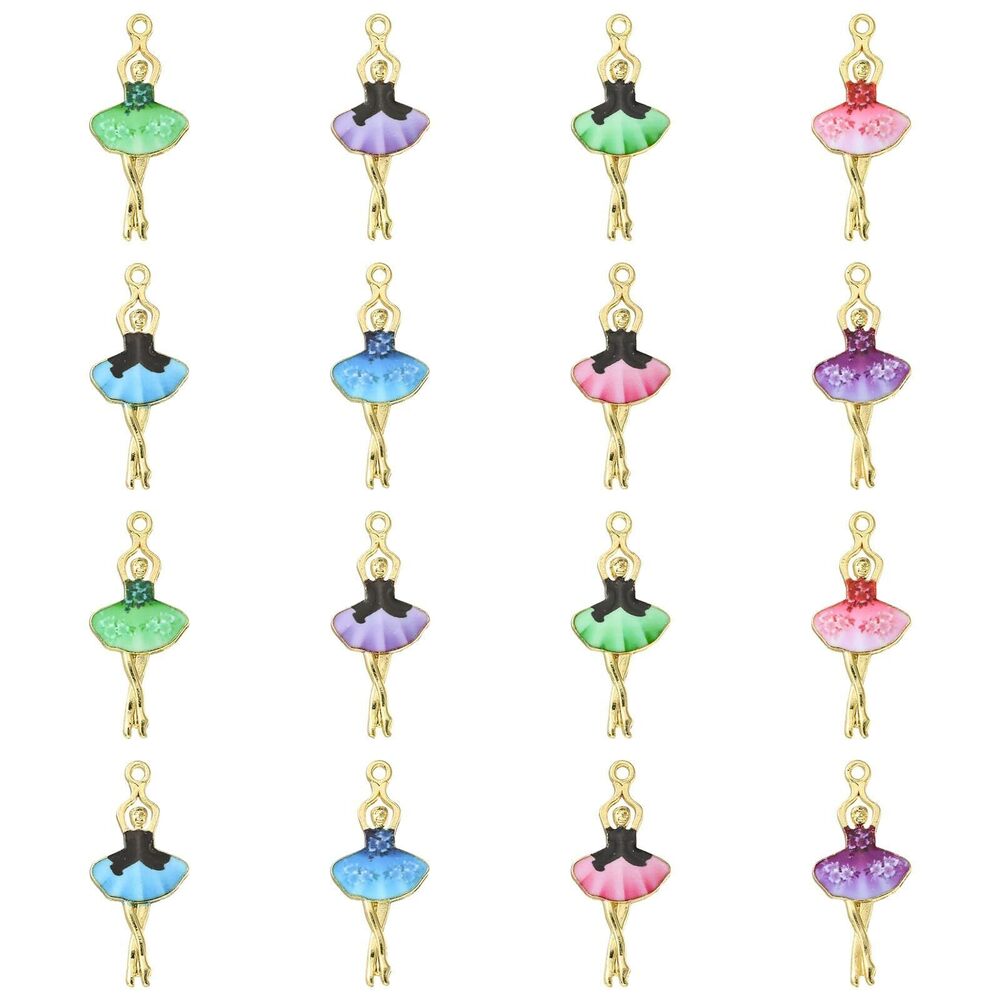 9907 40pcs Mixed Colors Ballet Dancer Charms for Jewelry Making